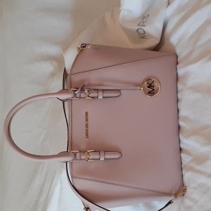 NOT AVAILABLE leather Satchel w/ crossbody strap & dust bag, Powder Pink
